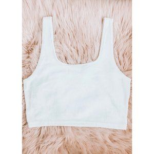 White Velvety Crop Tank